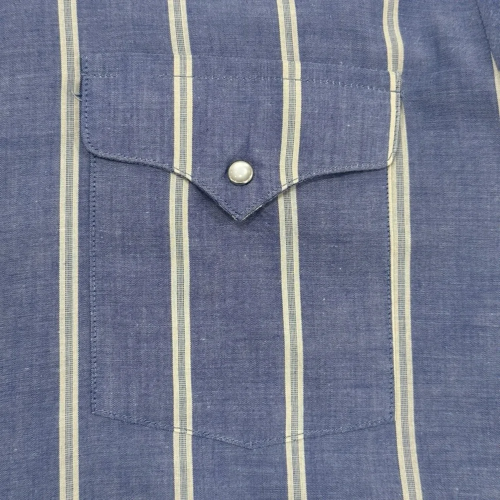 Panhandle Slim Pearl Snap Blue Western Shirt Men's Large 16-35 Made In USA